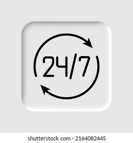 24 horas al día y 7 días a la semana simple vector de iconos. Diseño plano. Diseño de neutralismo.ai