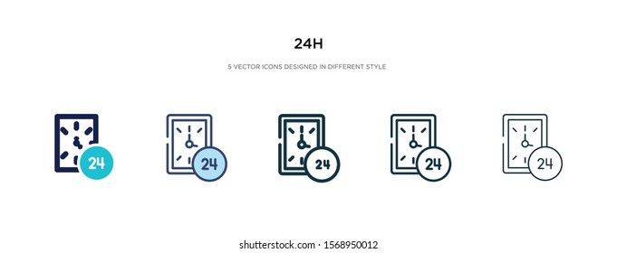24h icon in different style vector illustration. two colored and black 24h vector icons designed in filled, outline, line and stroke style can be used for web, mobile, ui