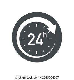 24h icon. Flat vector illustration in black on white background.