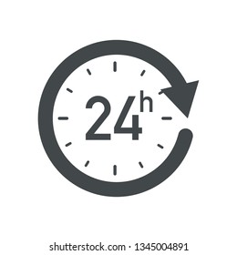 24h icon. Flat vector illustration in black on white background.