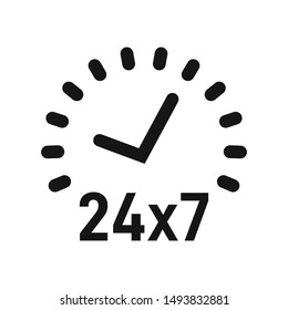 24h icon. Flat vector illustration in black. EPS 10