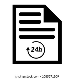 24h icon and list symbol. Vector illustration