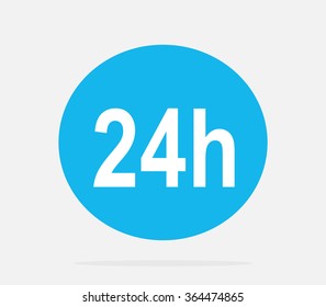 24h icon. Repair fix tool icons. 24h Customer support service signs. Circle concept web button. 24 h vector icon. 24h icon on clean background. Isolated icon 24h. 24H icon, badge, label or sticker