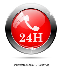 24H phone icon. Internet button on white background. 