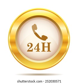 24H phone icon. Internet button on white background. EPS10 vector. 