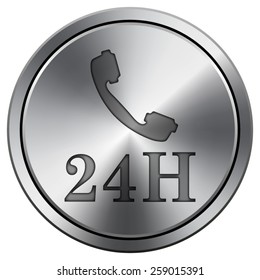 24H phone icon. Internet button on white background. EPS10 Vector. 