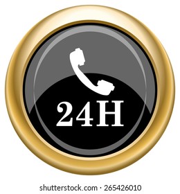 24H phone icon. Internet button on white  background. EPS10 Vector. 