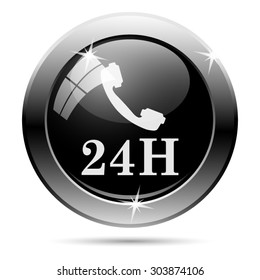 24H phone icon. Internet button on white background. EPS10 vector 