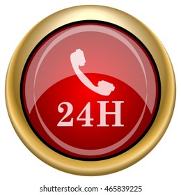 24H phone icon. Internet button on white background. EPS10 vector.