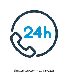 24h Phone Support Line Icon.