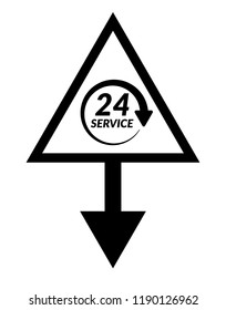 24h pinpoint icon.24h map marker pin, vector illustration.