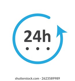 24h Service-Rundsymbol. Vektorgrafik