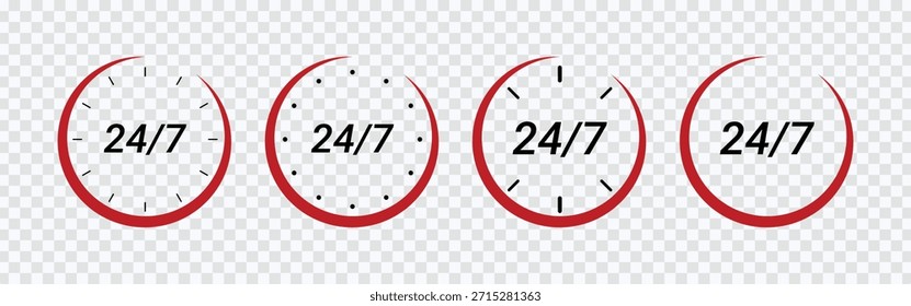 Conjunto de iconos de reloj de servicio 24h — Ideas de Instrucción de Vector