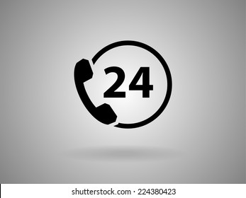 24h Support Icon, Vector Illustration