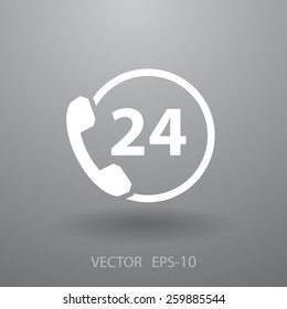 24h support icon, vector illustration