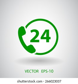 Icono de soporte de 24h, ilustración vectorial