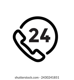 Icono de línea de soporte 24h, centro de llamadas, atención al cliente, ilustración vectorial 