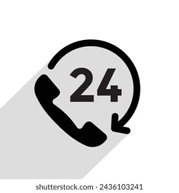 24h support line icon, call centre, customer support, vector illustration 