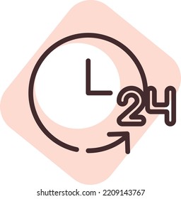 24h time, illustration, vector on white background.