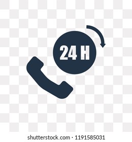 24h vector icon isolated on transparent background, 24h transparency concept can be used web and mobile