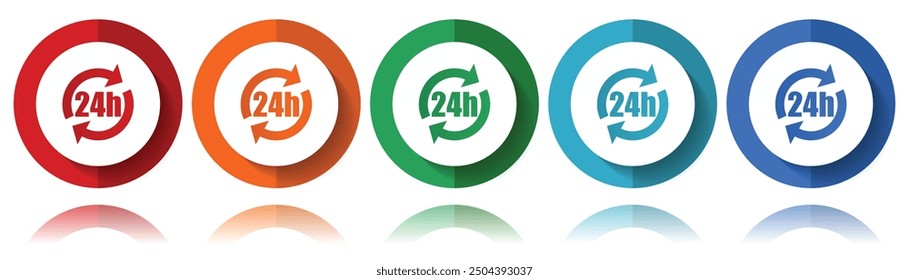 24h iconos vectoriales, conjunto de iconos planos para diseño de logotipos, diseño web y aplicaciones móviles, colección de Botón de Web colorido en EPS 10