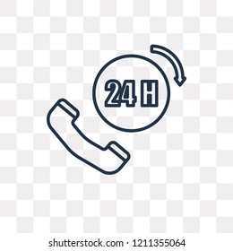 24h vector outline icon isolated on transparent background, high quality linear 24h transparency concept can be used web and mobile