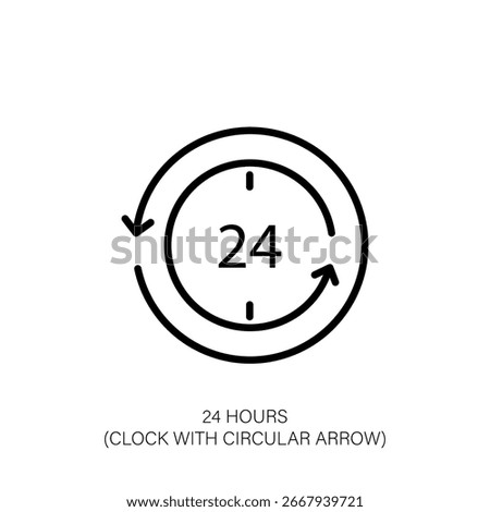 24Hour Clock with Circular Arrow Continuous Availability