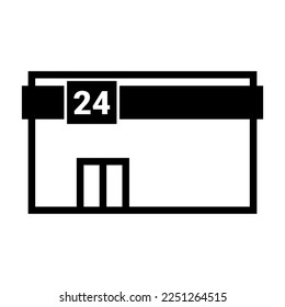 24-hour convenience store. Corner store. Vector.