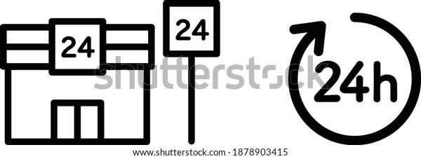 24-hour convenience store icon\
set
