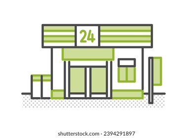 24-hour convenience store vector illustration
