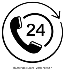 24-hour customer service isolated on white background