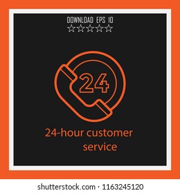 24-hour customer service vector icon