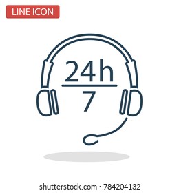 24-hour customer support line icon for web and mobile design