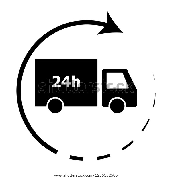 24-hour delivery icon\
ilustration vector. Truck lorry free shipping, delivery guarantee\
transportation