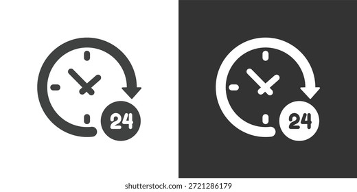 Icono de servicio de entrega las 24 horas. Icono de la serie de glifos sólidos