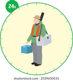 Gráfico de 24 horas para pescadores masculinos do mar