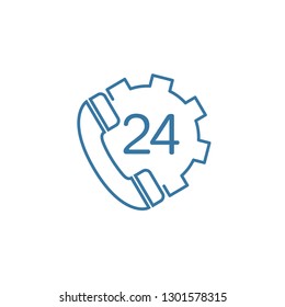 24-hour information support service. Vector icon, white background.