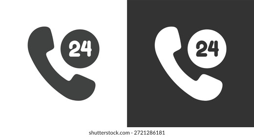 Icono de servicio telefónico las 24 horas. Icono de la serie de glifos sólidos