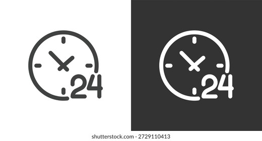 24-Stunden-Service-Symbol. Symbol für durchgezogene Glyphenserie