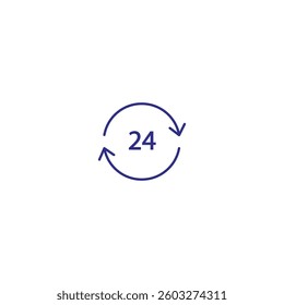 24-hour service line icon with circular arrows vector design.