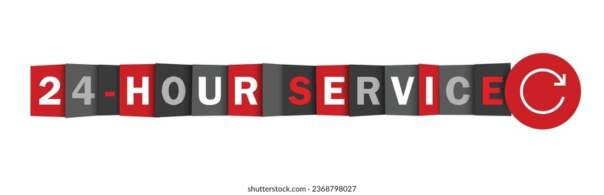 24-HOUR SERVICE red and gray vector web button