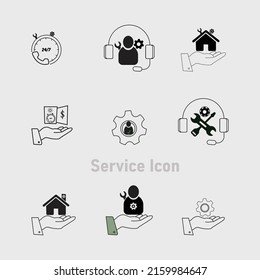 Icono plano de servicios las 24 horas en vector eps 