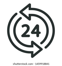 24-hour support and information - minimal line web icon. simple vector illustration. concept for infographic, website or app.