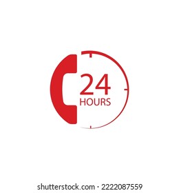 24-hour telephone service logo with telephone receiver image