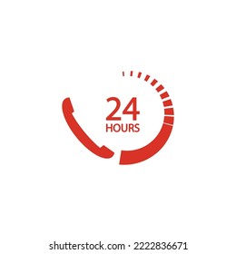 24-hour telephone service logo with telephone receiver image