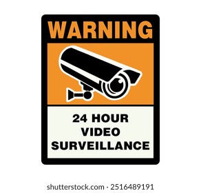 Sinal de aviso de vigilância em vídeo 24 horas 