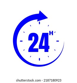 24hours, icon symbol blue, time, o'clock 