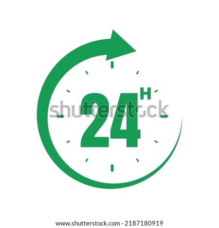 24hours, icon symbol green, time, o'clock 