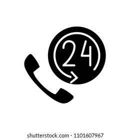 24-hours support black icon concept. 24-hours support flat  vector symbol, sign, illustration.