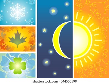 24Hours Symbol & Four Season-vector illustration Weather series